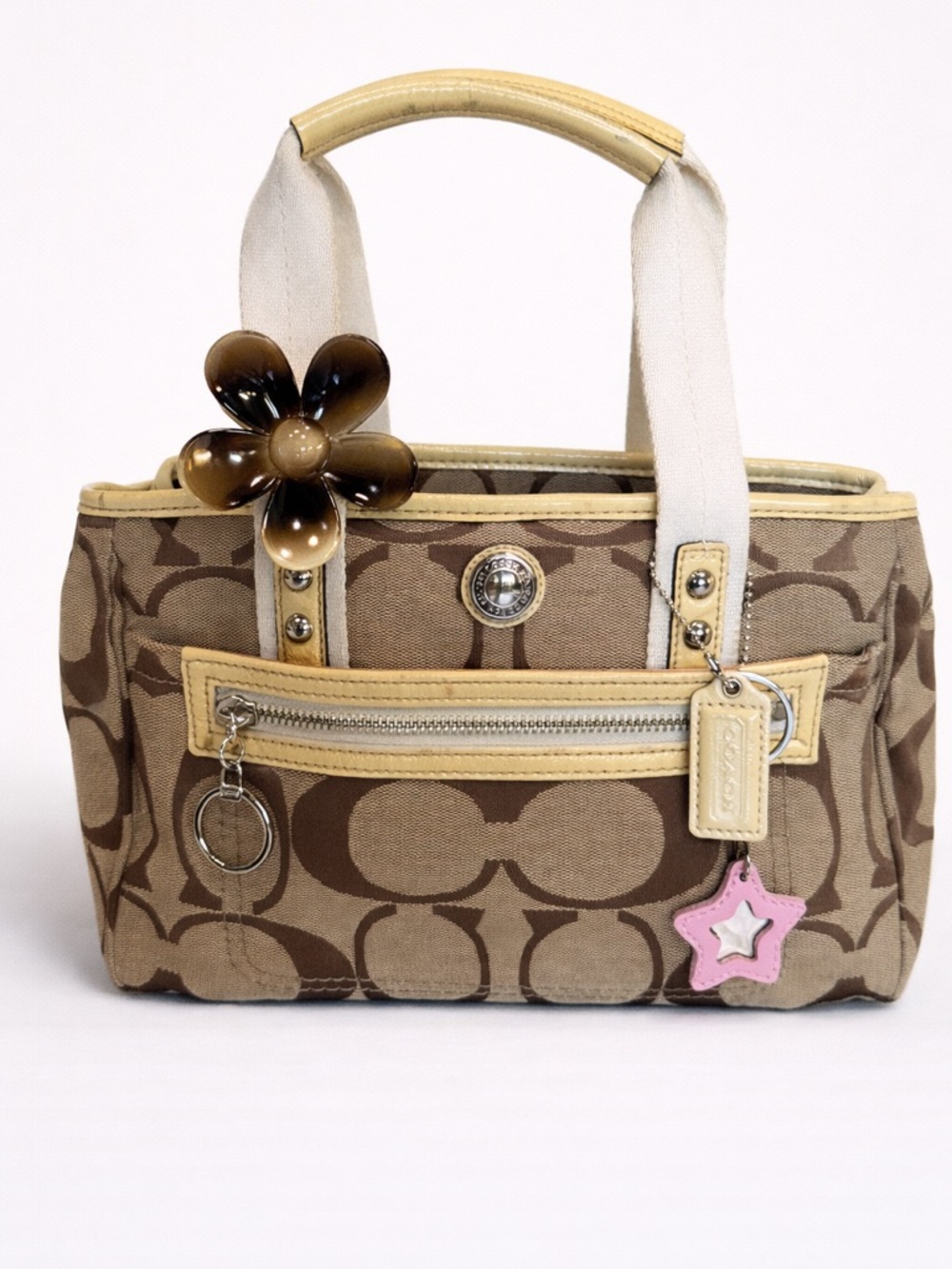 Coach mini Canvas Tote Bag  - Beige Brown vintage y2k